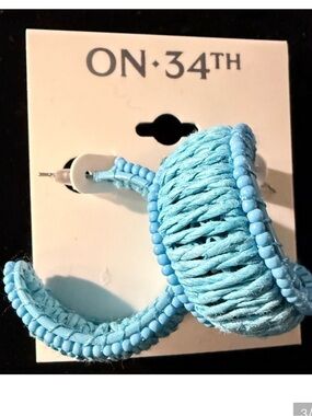 On 34 th Sky Blue Woven Hoop Earrings new